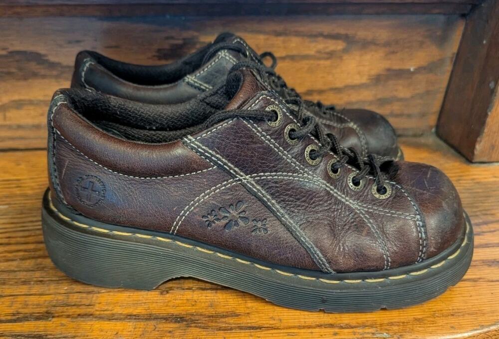 DOC Dr Martens Shoes Oxford Vintage 90s Y2K Daisy Floral Chunky Women's 9 Brown